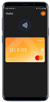 Google Wallet with Glede gift card on an Android phone