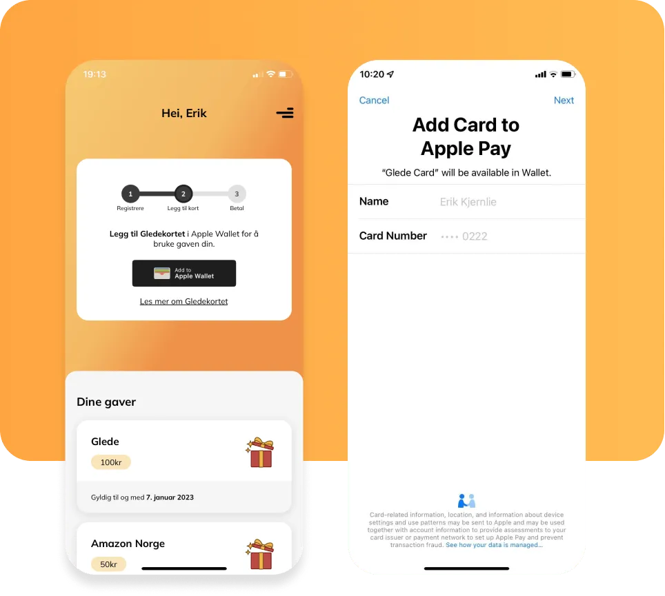 Add the Glede card to Apple Wallet
